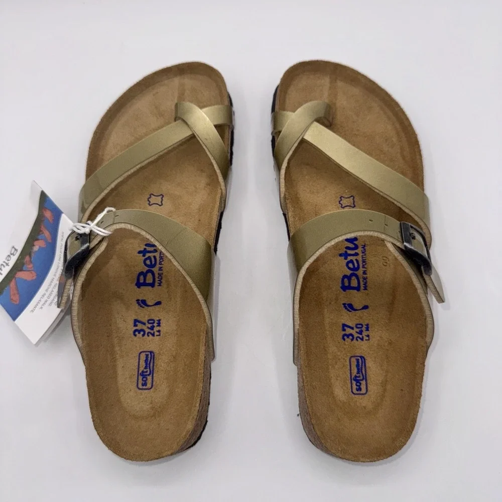 Betula Licensed by Birkenstock Mia Sandals Women's Size 6‎ EU 37 Gold Metallic